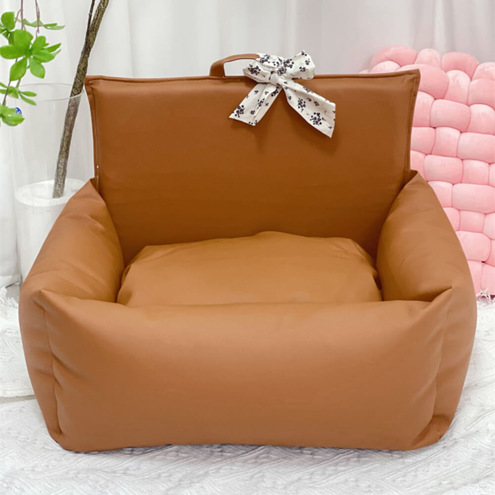 Lit pour chien en similicuir floral vintage, imperméable, anti-rayures, pour chiot