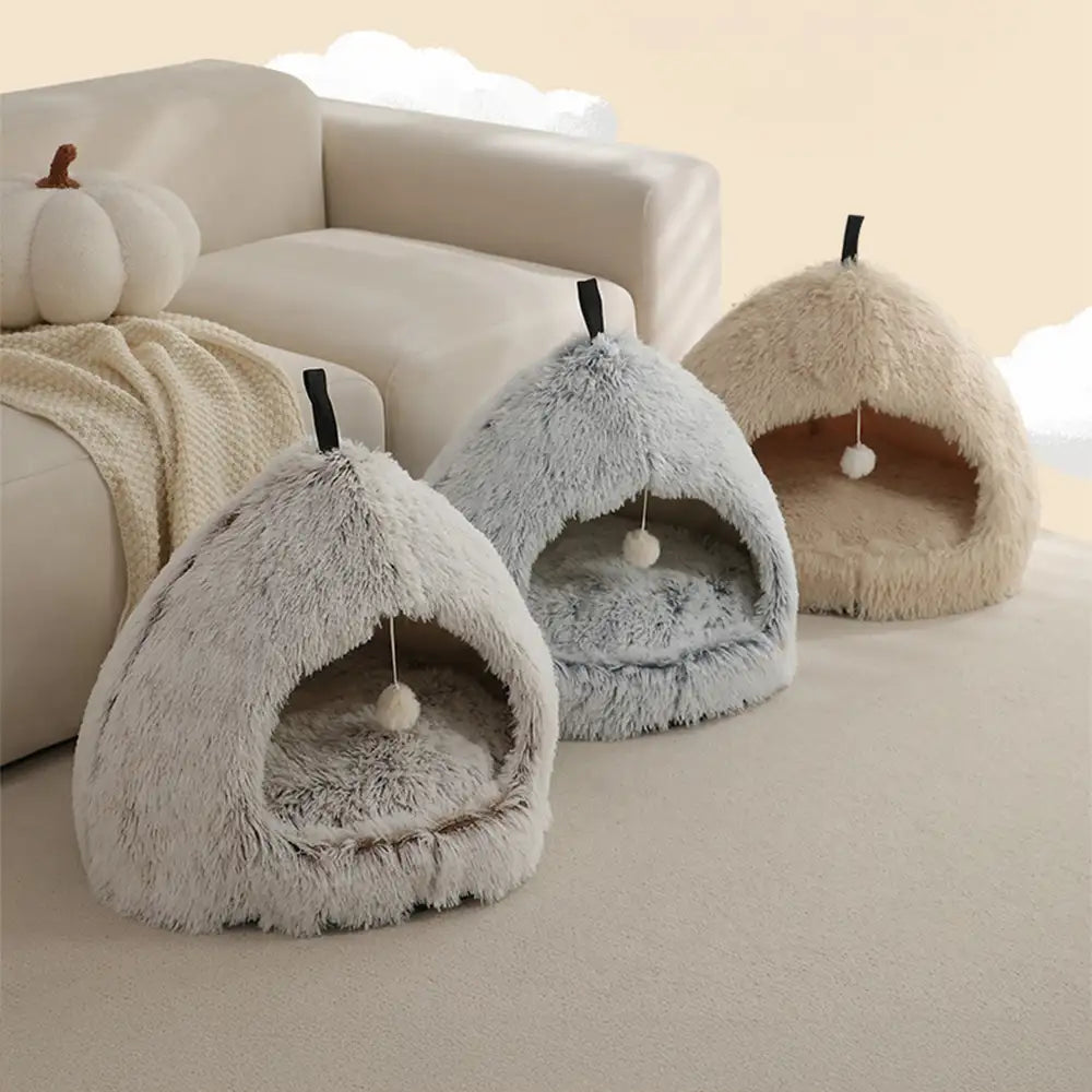 Warm Plush Cozy Hideaway Cat Cave Dog Bed