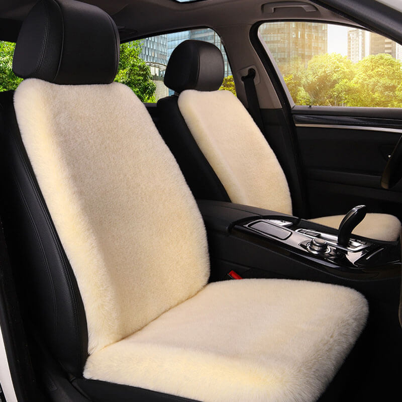 2pcs Plain Fluffy Car Seat Cushion