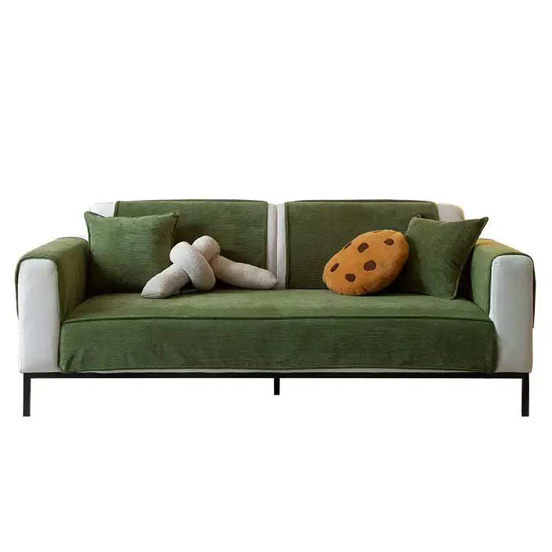 Capa de sofá antiderrapante chique de veludo cotelê