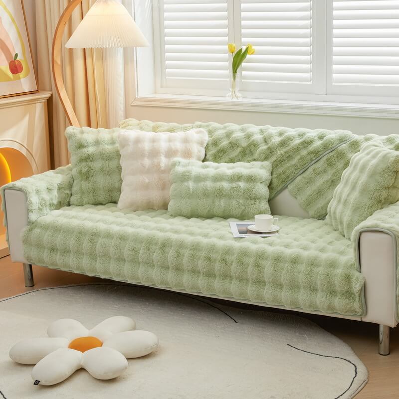 Cozy Plush Solid Colour Non-slip Couch Cover