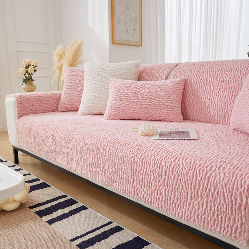 Crema <tc>Color</tc> Funda de sofá antiarañazos de vellón bereber