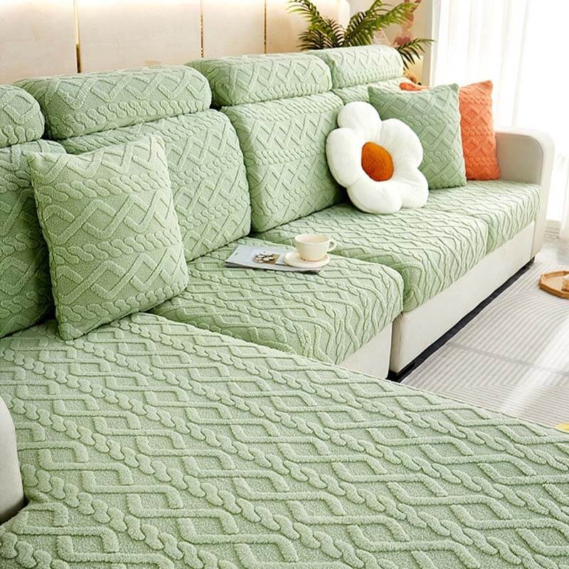 Solid Colour Fleece Furniture Protector Couch Cover - FunnyFuzzy