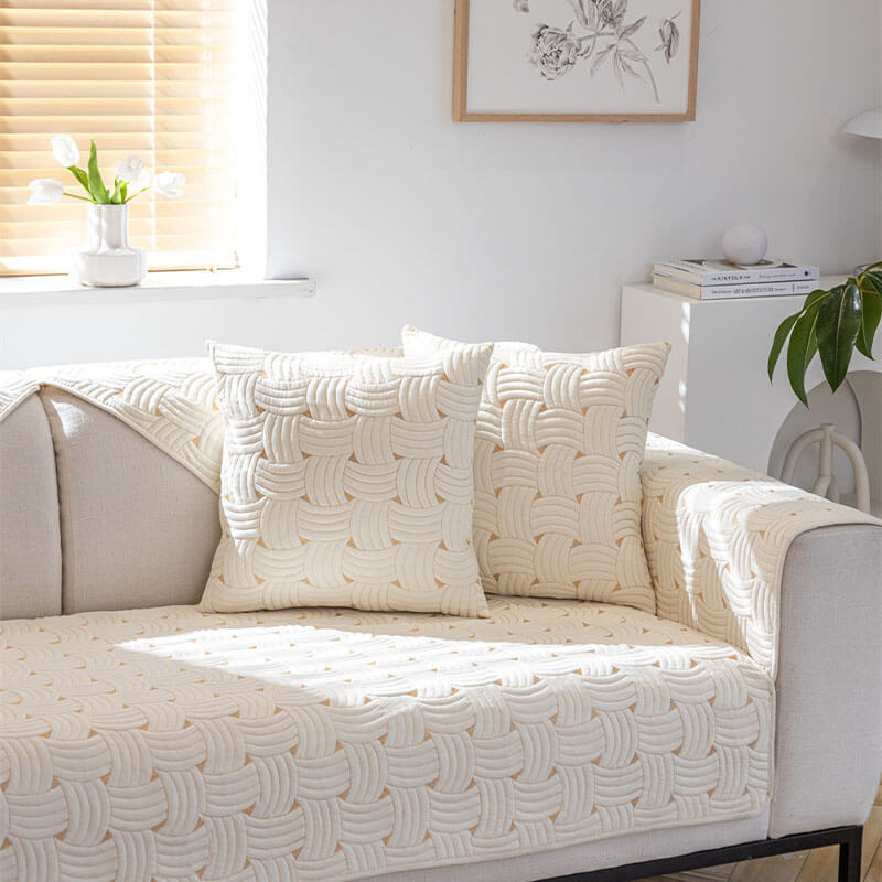 Cubierta de sofá seccional acolchada de algodón de algodón de tejido