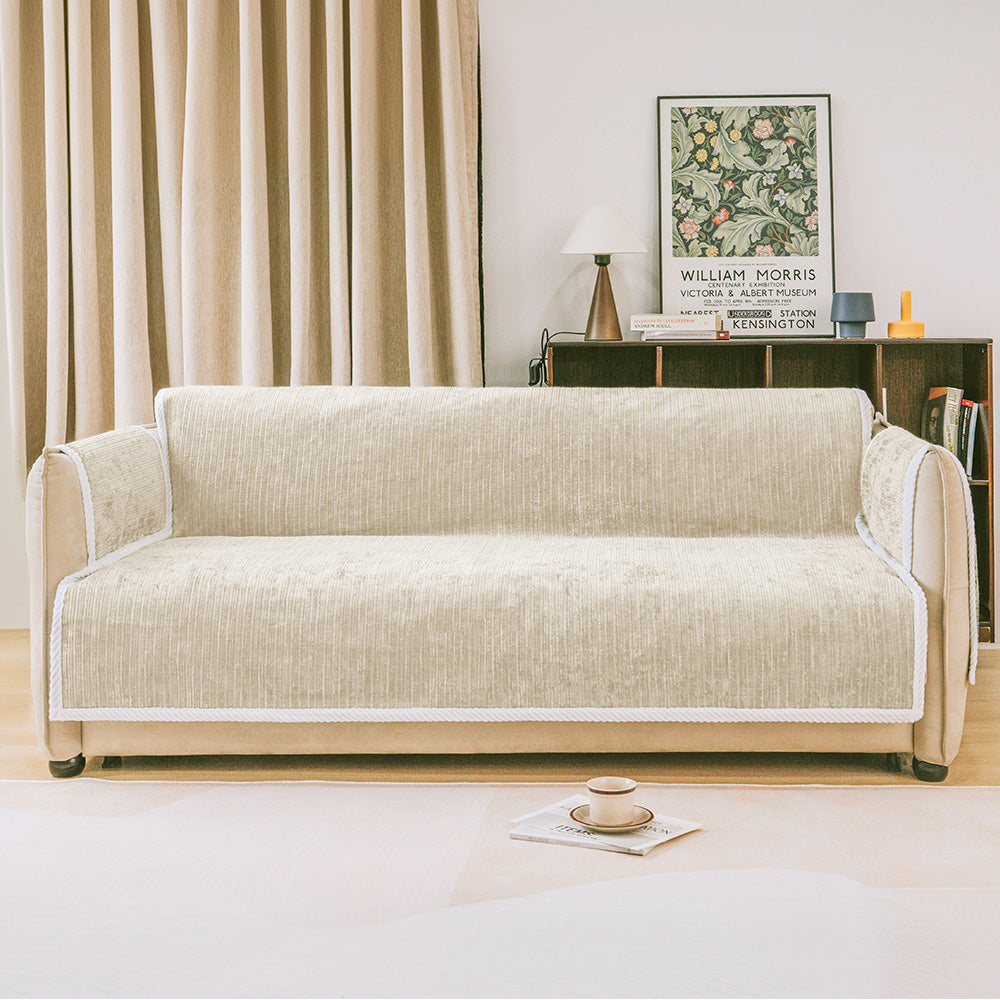 All-Season Anti-Slip Striped Pet Rug Furniture Protector with Armrest Outdoor Couch Cover - Keep Still