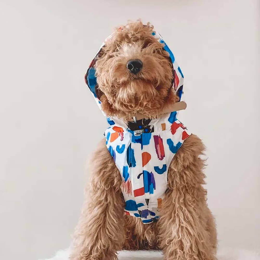 Reversible Waterproof Dog Rain Coat - Graffiti & Iridescent - FUNNYFUZZY