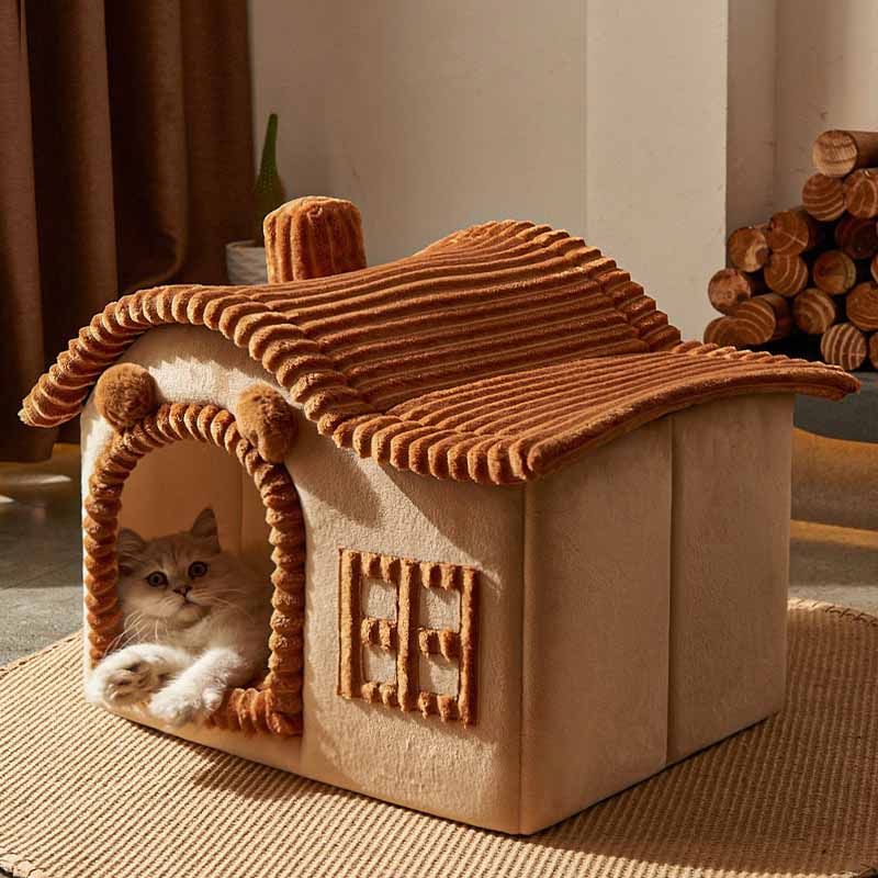 House Design Semi-Enclosed Cat Bed - FUNNYFUZZY