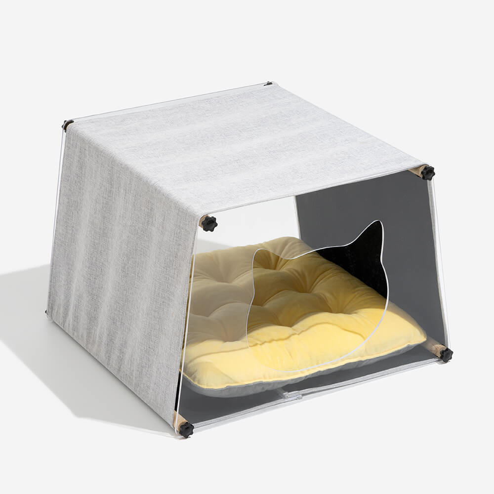 Acrylic Indoor Simple Solid Wood Structure Cat House - FUNNYFUZZY