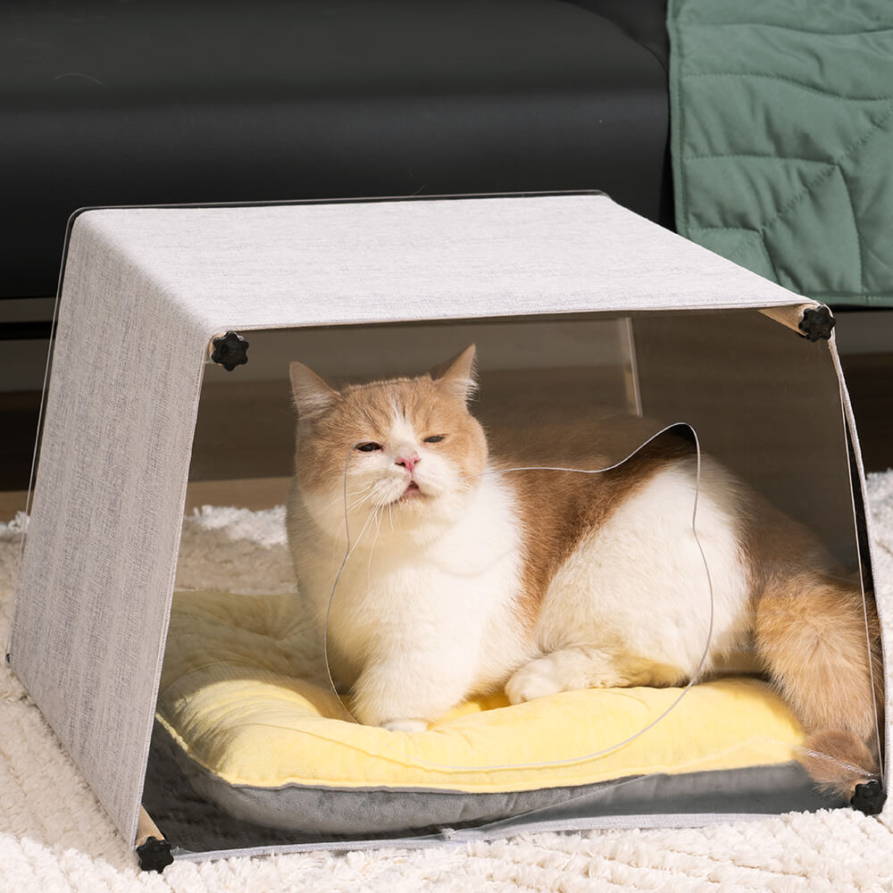 Acrylic Indoor Simple Solid Wood Structure Cat House - FUNNYFUZZY