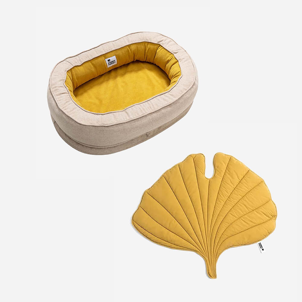 Leaf Shape Dog Blanket With Donut Dog Bed Luxury Dog Gifts - FUNNYFUZZY