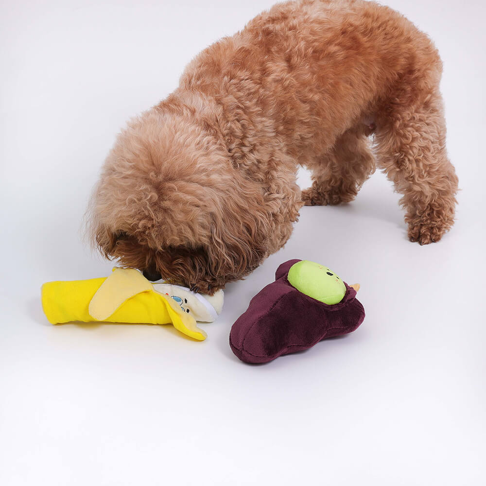 Plush Squeaky Dog Toy - Fruit - FUNNYFUZZY