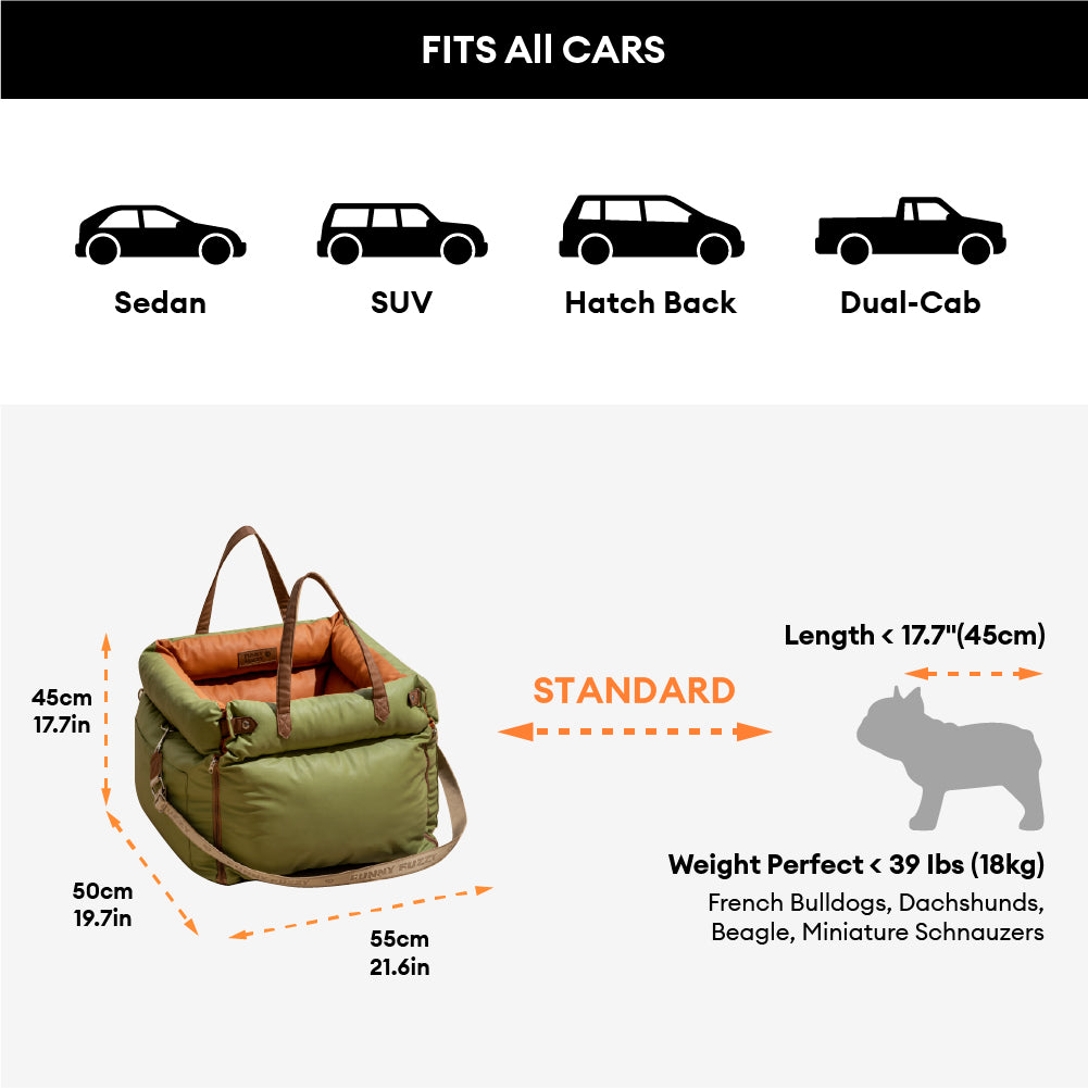 Deluxe Faux Leather Dog Car Seat | Urban Voyager Booster Bed