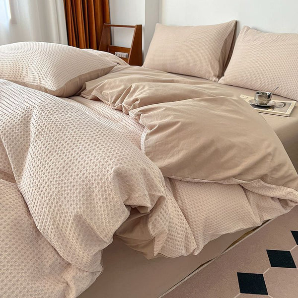 Premium Waffle Weave Breathable Cotton Bed Sheet Set