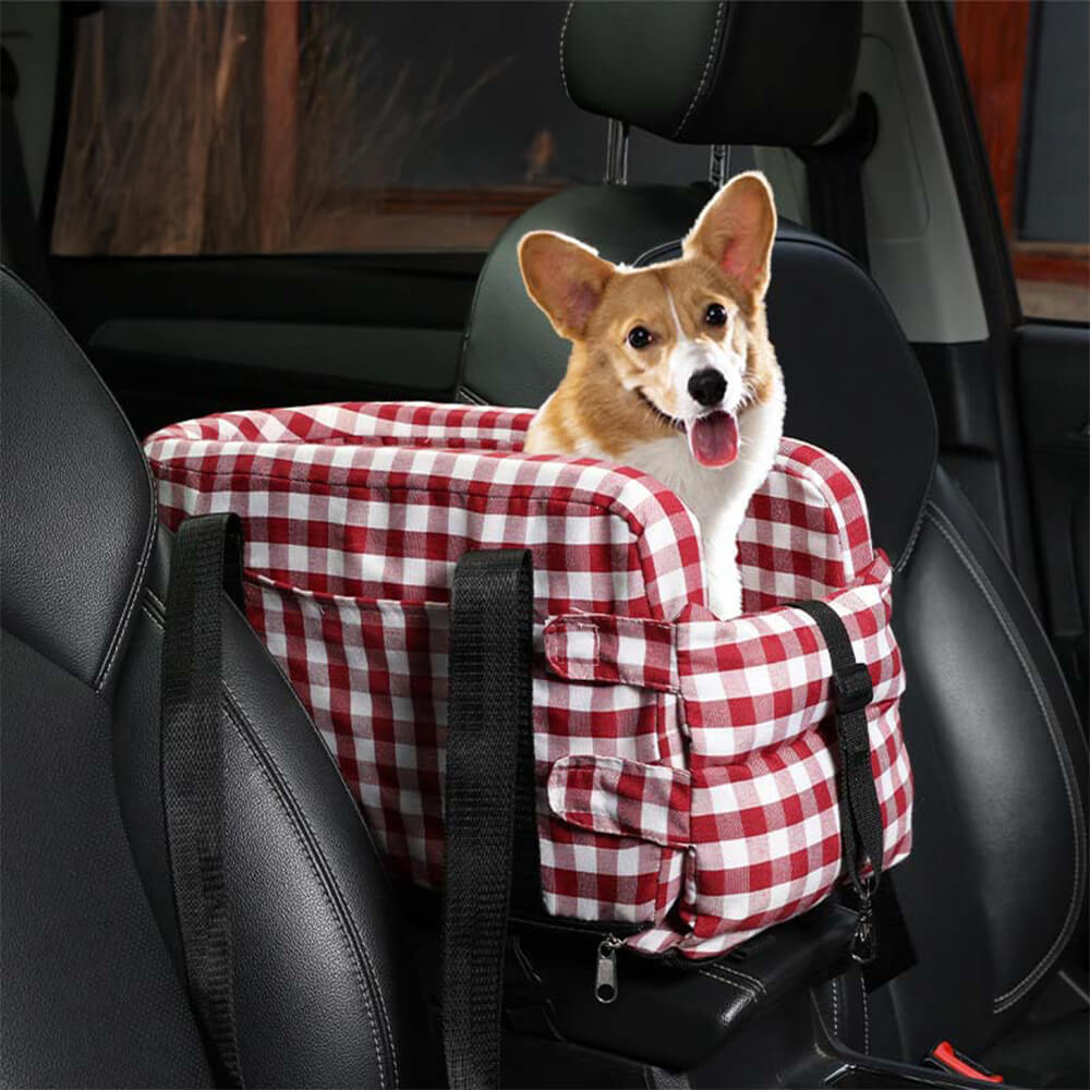 Stylish Plaid Portable Travel Dog Cat Car Seat Carrier