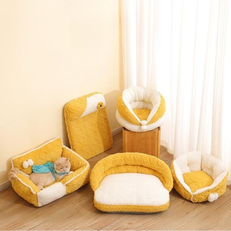 Cheese Cat Bed Fleece Jacquard Comfortable Dog Bed