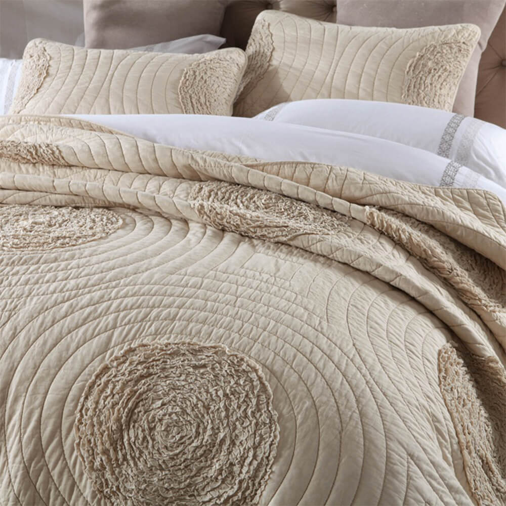 Rustic Minimalist Quilted Cotton Bedspread Set