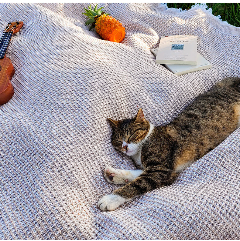 All-Season Solid Waffle Weave Durable One-Piece Couch Cover