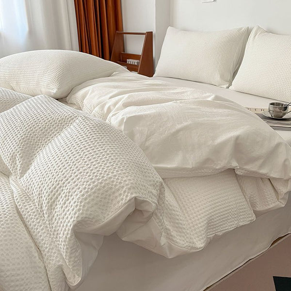 Premium Waffle Weave Breathable Cotton Bed Sheet Set
