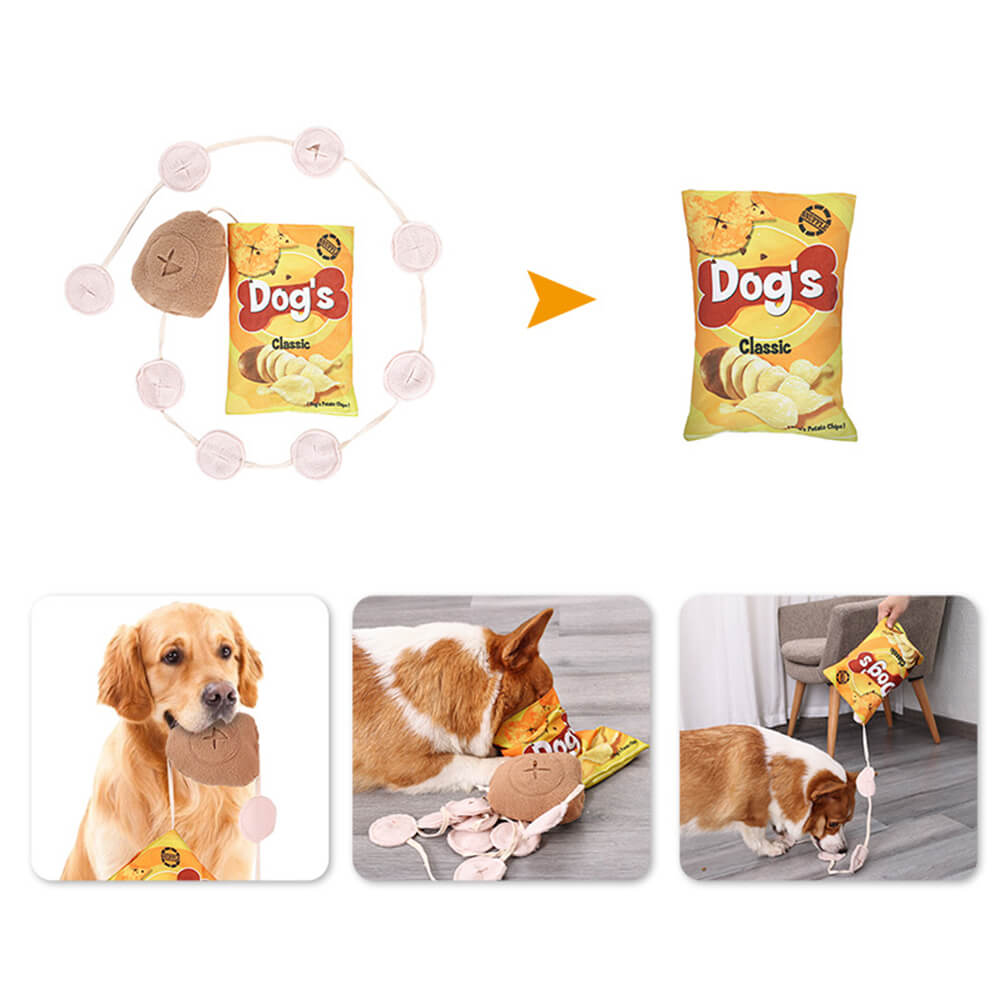 Potato Chips Interactive Slow Feeder Squeaky Snuffle Dog Toy