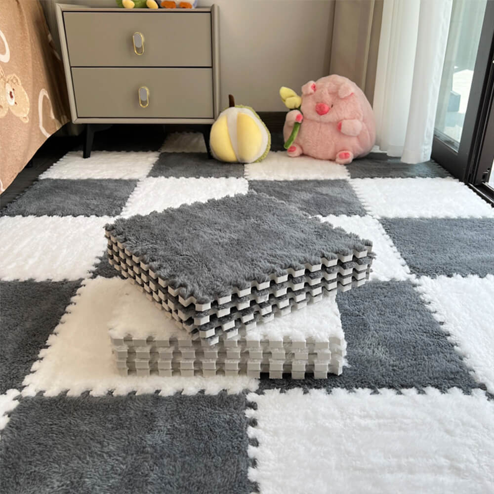 Soft Plush Checkerboard Anti-Slip Lightweight Home Area Rug