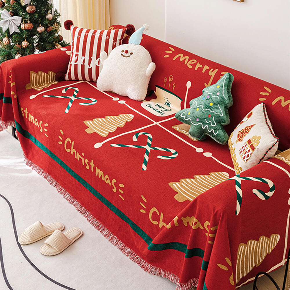 Christmas Red Waterproof Anti-Slip One-Piece Couch Cover