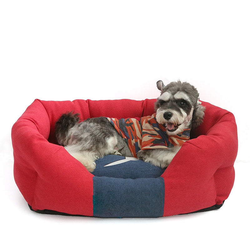 Fashionable All-season Warm Clashing Colours Cushy Dog Bed