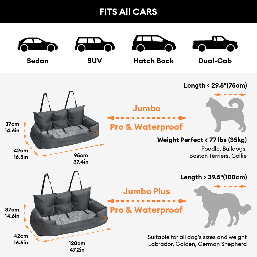 Travel Bolster Safety Medium Large Dog Car Back Seat Bed