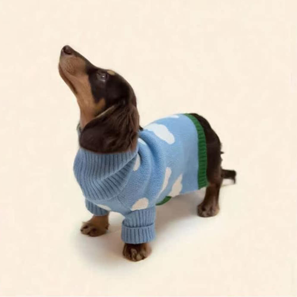 Sky Cloud Warm Turtleneck Dog Sweater Matching Socks For Dogs And Owners