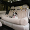Waterproof Ribbed Plush Bolster Dog Car Seat Bed with Safety Tethers