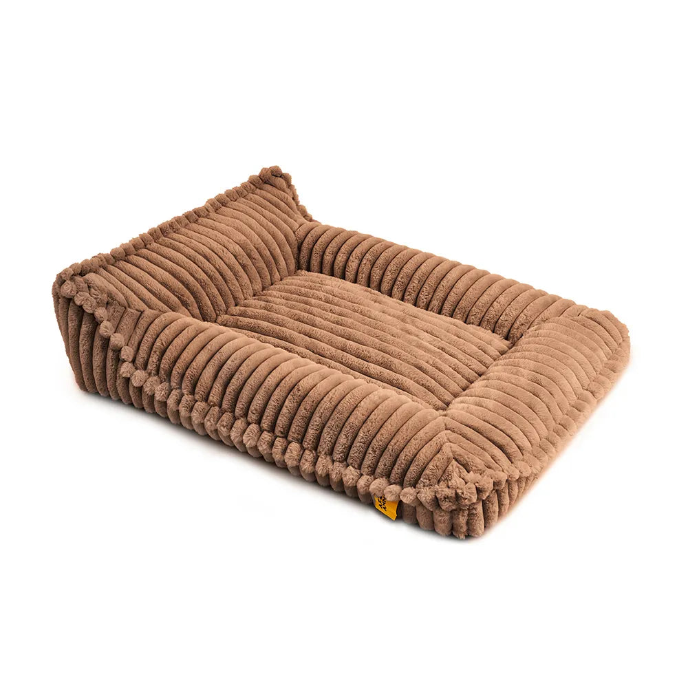 Ribbed Plush Orthopedic Bolster Dog Sofa Bed - Cozy Nest