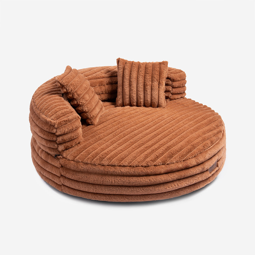 Ultra-Soft Ribbed Plush Removable Donut Orthopedic Dog Bed with Pillow