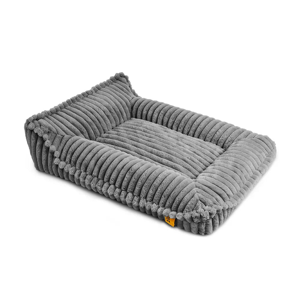 Ribbed Plush Orthopedic Bolster Dog Sofa Bed - Cozy Nest