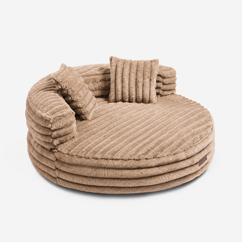 Ultra-Soft Ribbed Plush Removable Donut Orthopedic Dog Bed with Pillow
