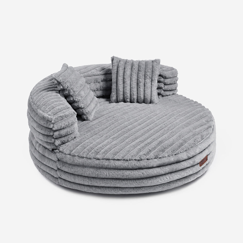 Ultra-Soft Ribbed Plush Removable Donut Orthopedic Dog Bed with Pillow