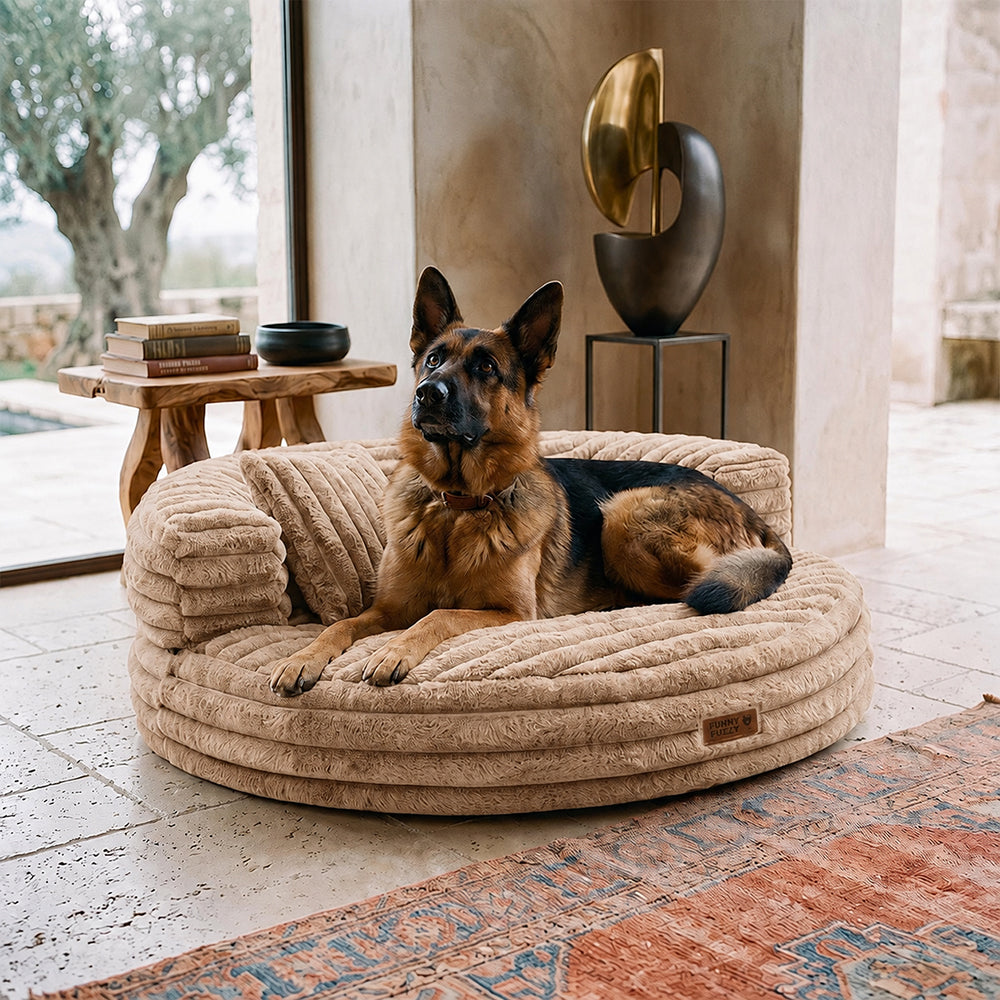Ultra-Soft Ribbed Plush Removable Donut Orthopedic Dog Bed with Pillows - Cozy Nest