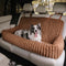 Waterproof Ribbed Plush Bolster Dog Car Seat Bed with Safety Tethers