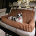 Waterproof Ribbed Plush Bolster Dog Car Seat Bed with Safety Tethers
