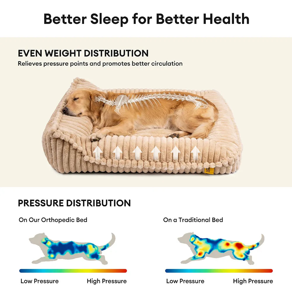 Ribbed Plush Orthopedic Bolster Dog Sofa Bed - Cozy Nest