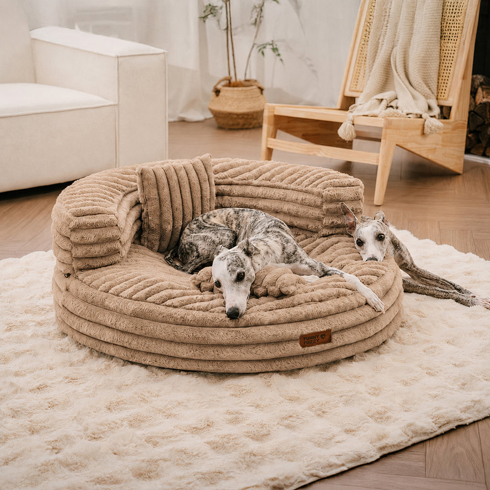 Ultra-Soft Ribbed Plush Removable Donut Orthopedic Dog Bed with Pillows - Cozy Nest