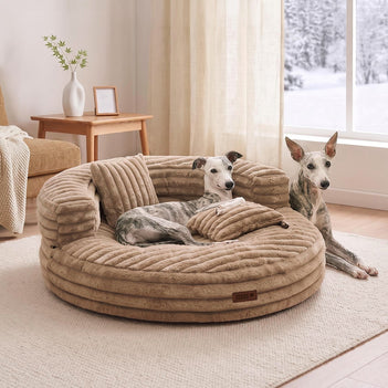 Ultra-Soft Ribbed Plush Removable Donut Orthopedic Dog Bed with Pillows - Cozy Nest