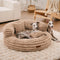 Ultra-Soft Ribbed Plush Removable Donut Orthopedic Dog Bed with Pillows - Cozy Nest