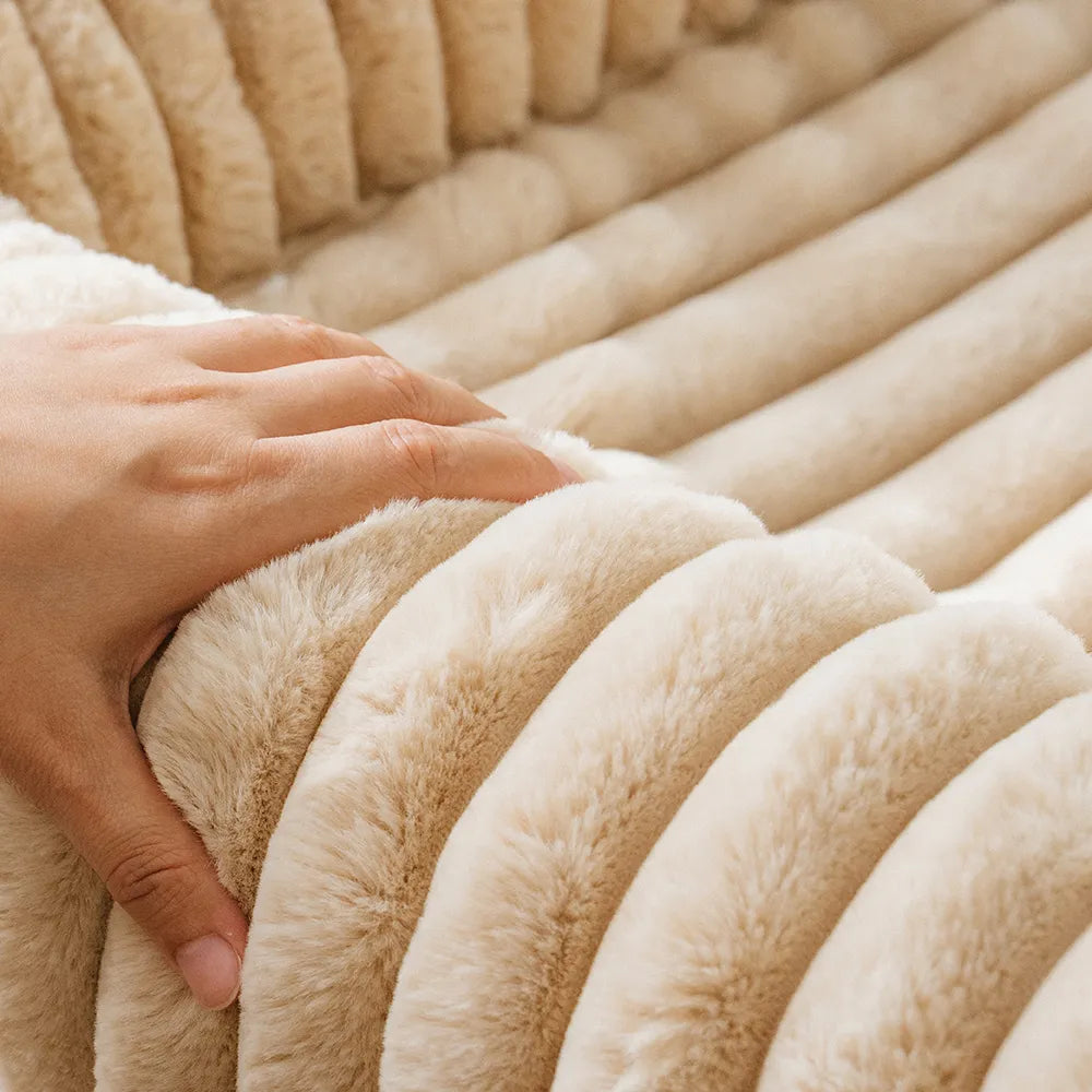 Ribbed Plush Orthopedic Bolster Dog Sofa Bed - Cozy Nest