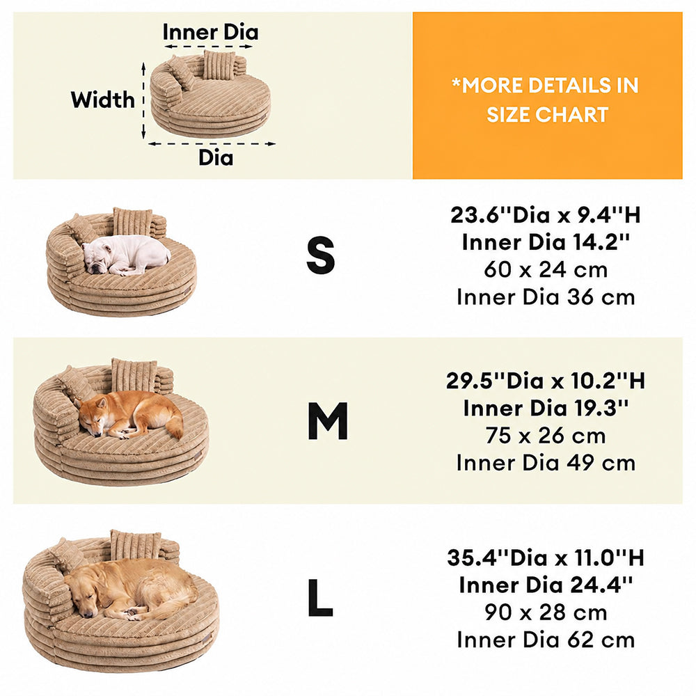Ultra-Soft Ribbed Plush Removable Donut Orthopedic Dog Bed with Pillows - Cozy Nest