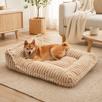Ribbed Plush Orthopedic Bolster Dog Sofa Bed - Cozy Nest
