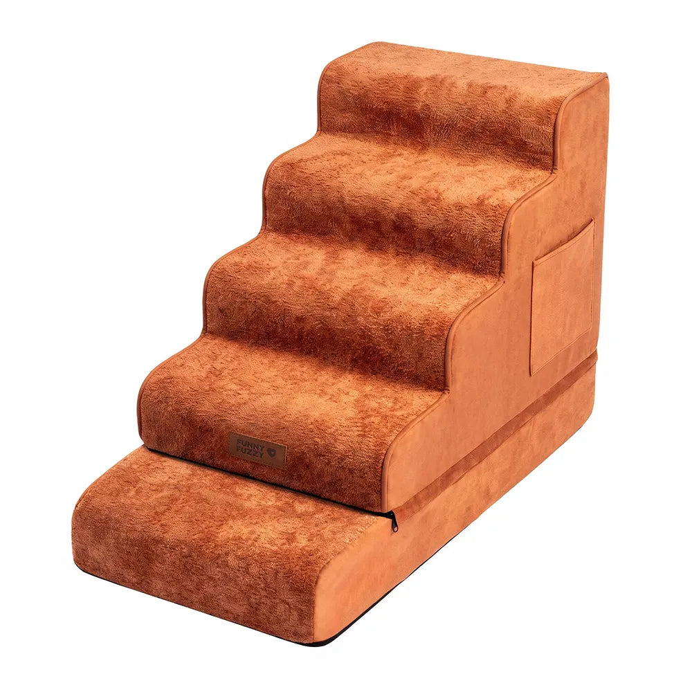 Plush Velvet 2-in-1 Foam Dog Stairs & Pet Mat for Bed