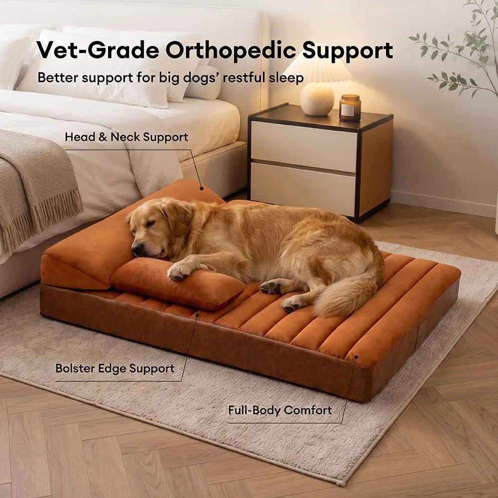 Large Waterproof Orthopedic Bolster Dog Sofa Bed - LuxeNest