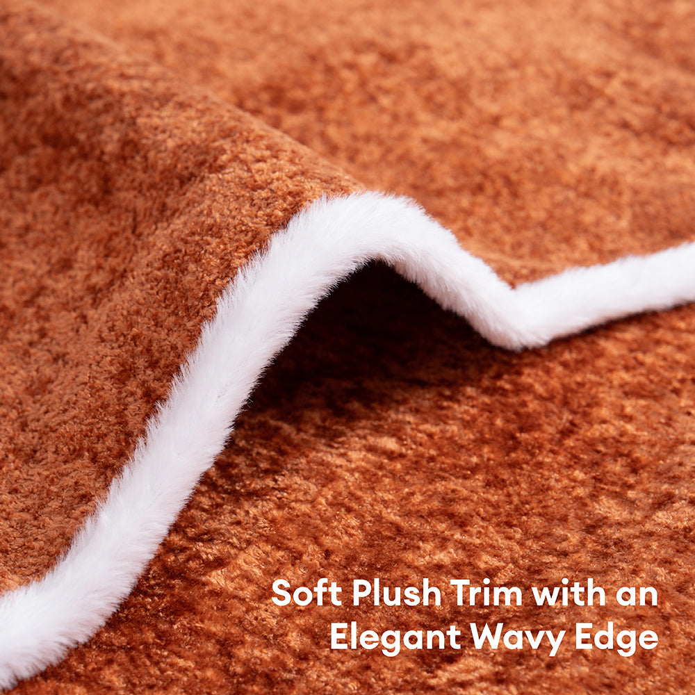 Waterproof Plush Velvet Contrast Wavy Edge Couch Cover