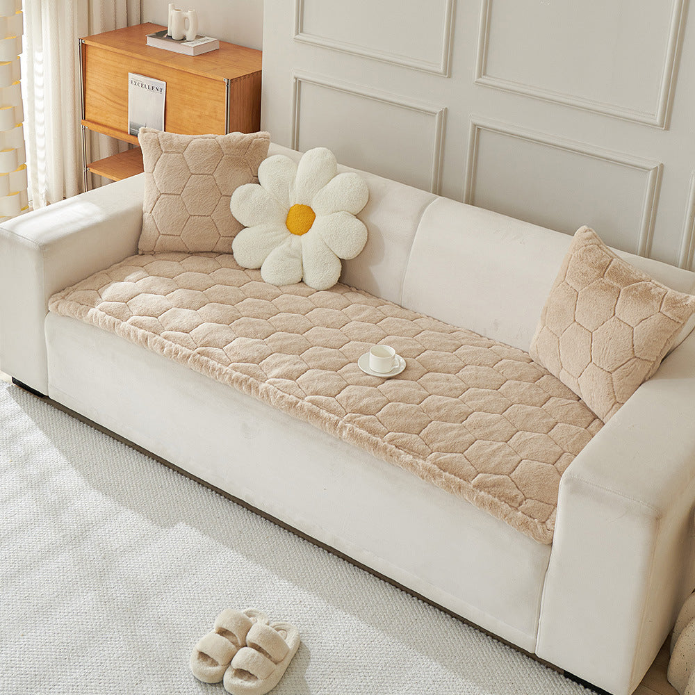 Thick Plush Hexagon-Quilted Pet Mat Non-Slip Couch Cover