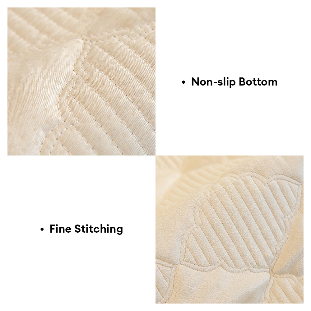 Soft Plush Velvet Star-Pattern Quilted Non-Slip Couch Cover