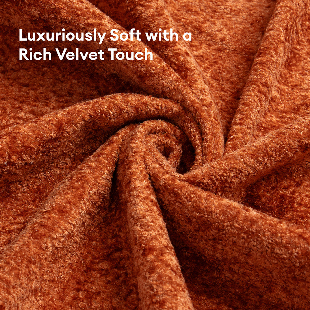 Waterproof Plush Velvet Contrast Wavy Edge Couch Cover